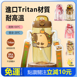 🔥【24h 現貨】🔥水豚君水壺 卡皮巴拉水壺 大容量直飲杯 吸管杯 tritan進口材質 650ml大容量 可裝熱水