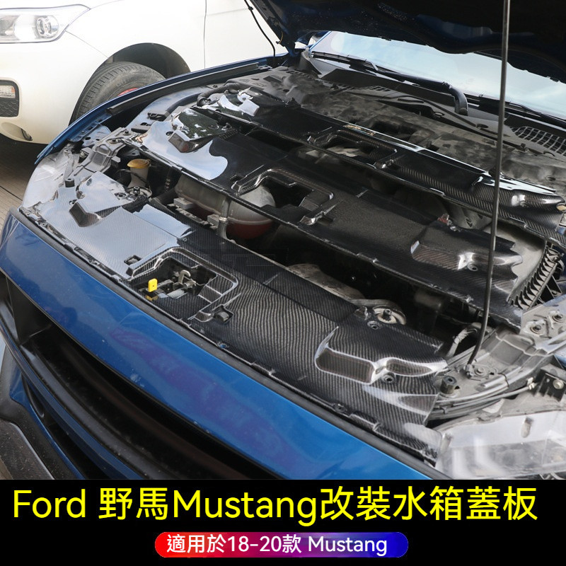 適用於18-23Ford 野馬Mustang改裝碳纖水箱蓋板野馬Mustang引擎蓋拉鉤護板內襯