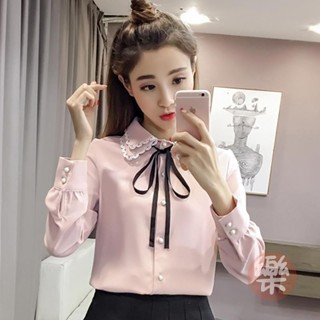 新款襯衫女百搭學生長袖韓範寬鬆蝴蝶結上衣2025春秋chic襯衣女潮 秋季潮流襯衫 氣質襯衫 韓版長袖襯衫【樂購】