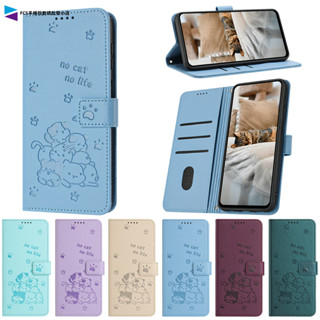 可愛卡通堆堆貓咪翻蓋式手機皮套 OPPO Reno13F Reno13 Reno12 Reno11 Pro插卡支架手機殼