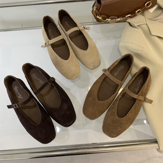 「Chicwalks女鞋店」 2024新款韓版氣質方頭淺口絨面平底女鞋單鞋工作鞋