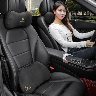 【在臺出貨】Porsche保時捷 車用記憶棉護頸枕 Macan 918 Cayman 車用翻毛皮頭枕 腰枕腰靠