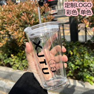 【客製化】【隨行杯】玻璃杯 訂製logo 定做活動 禮品杯子 訂做 咖啡杯 吸管公司 奶茶 水 印字