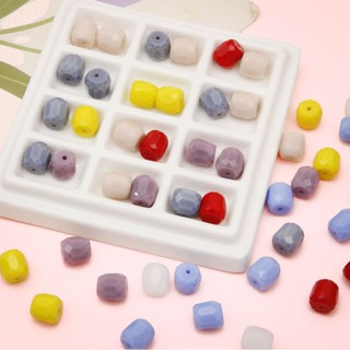 10x10mm切面圓柱玻璃珠串珠項鍊散珠diy手工製作耳環飾品配件材料
