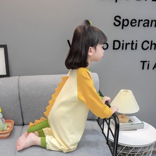 XYJ 早秋小恐龍衣服兒童連身睡衣卡通睡袋