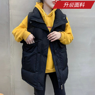 2024年新款韓版羽絨服馬甲背心外套女外穿中長款加厚時尚寬鬆棉衣外套馬夾坎肩背心風衣