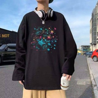 NANS 臺灣現貨 長袖 T恤 長袖t恤男士2024秋季新款寬松百搭上衣ins潮牌情侶體恤打底衫