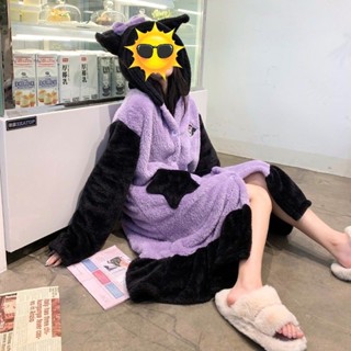 [YIyaya] 現貨 軟妹可愛庫洛米珊瑚絨睡袍刷毛加厚法蘭絨睡衣女2024年新款冬睡裙