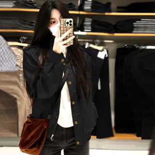 【HOT 本舖】 咖色復古皮衣外套女2024秋冬季新款高階感短款休閒小個子PU皮夾克