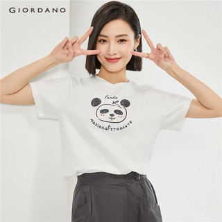 Giordano女裝t恤短袖熊貓印花休閒新款39420