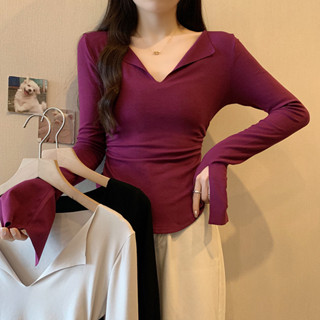 實拍大碼胖mm長袖T恤女秋季顯瘦設計感上衣M-4XL