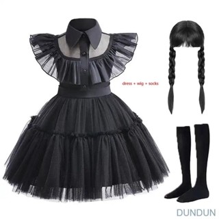 【臺出免運】爆品女童網紗鏤空蓬蓬裙cosplay亞當斯一家星期三晚會禮服裙兒童萬聖節萬聖節服裝萬聖節裝扮童裝