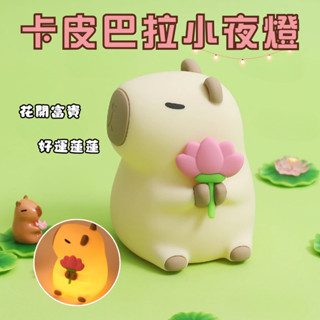 卡皮巴拉 小夜燈 水豚小夜燈 拍拍燈 七彩 可愛 寶寶夜燈 交換禮物 拍拍燈 氣氛燈 床頭燈 夜燈 生日禮物 ⁂