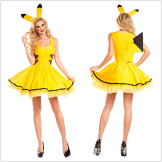 諮詢客服可享免運萬聖節皮卡丘 Pokemon角色扮演服裝Cosplay服裝天使裝精靈演出服一片裙 萬聖節大人 萬聖節裝
