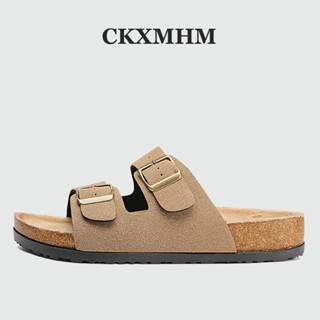 BIRKENSTOCK Ckxmhm 36-45男女通用滑動平底軟木涼鞋女勃肯涼鞋男士可調節肩帶扣露趾拖鞋麂皮鞋墊