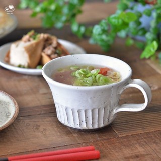 【emono選品】日本製 美濃燒 粉引手工刻紋 開口馬克杯 茶杯 陶器 現貨