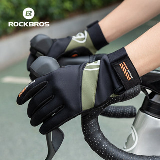 Rockbros 騎行手套全指防滑保暖舒適自行車手套螢幕觸控防震手套自行車裝備男女皆宜