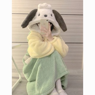 少女可愛帕恰狗珊瑚絨睡衣女卡通睡袍加厚居家睡裙