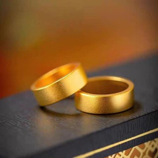 【啊香哥金飾】仿24K 鍍金古法傳承平底戒指沙金情侶對戒啞光素面男女磨砂素圈指環手飾批發