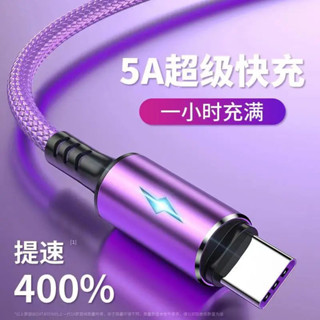 魚絲帶燈編織數據線適用蘋果安卓type-c手機5A華為2米加長充電線