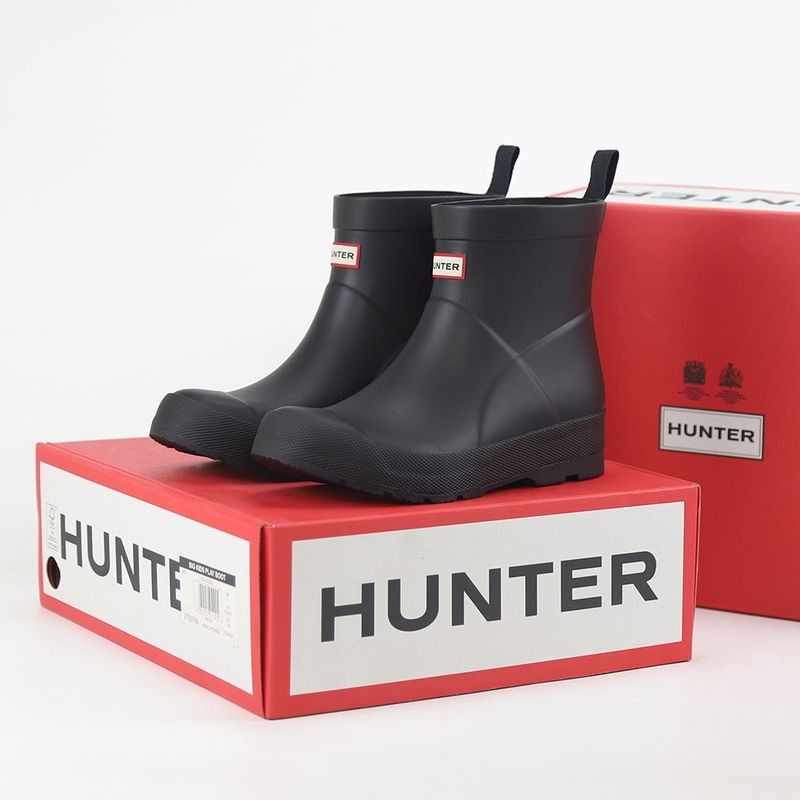 Hunter 雨鞋 獵人靴 亨特hunter中大童短筒雨靴防水雨鞋時尚防滑新款水鞋切爾西膠鞋 正品微瑕出清