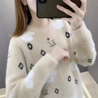 衣時尚 針織衫 上衣 毛線衣 保暖 新款水貂絨毛衣女冬加厚洋氣寬鬆短款打底衫內搭上衣ME007-9057.