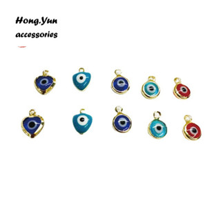宏雲Hongyun-ls-（1pcs）- 歐美時尚銅鍍保色金藍眼睛吊墜創意惡魔之眼跨境DIY飾品手鍊掛件
