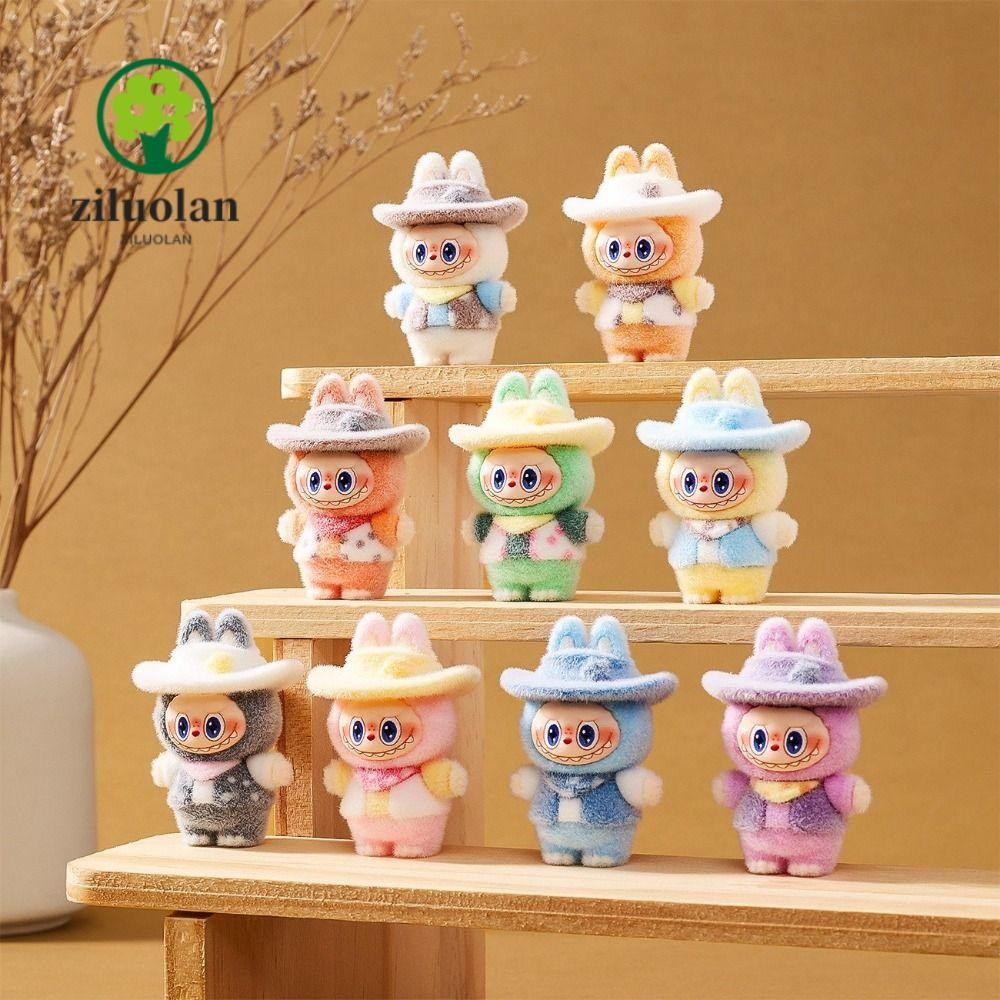 ZILUOLAN 5 件毛絨拉布娃娃,可愛的 DIY 迷你可動人偶,卡通漁夫帽兔子植絨拉布娃娃配件