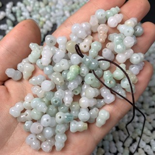 宏雲Hongyun-jf-(5pcs)- 緬甸A貨翡翠三通葫蘆珠新中式國風玉髓葫蘆吊墜項鍊天然玉批發