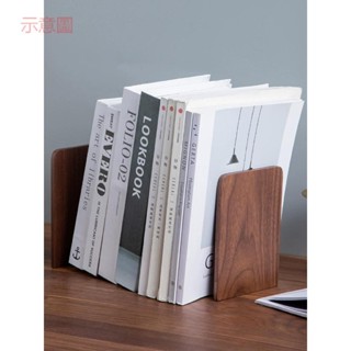 附發票~ 胡桃木書立書檔 桌面收納盒書靠 大號辦公室夾書書架 實木撐書架擋板