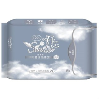 舒芯Sweetie COOL COOL超薄涼感抑菌衛生棉(34cm夜用加長型)(6片/包)[大買家]