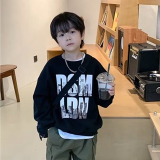 秋季新款男大童T恤長袖上衣兒童大學T男孩無帽炸街痞帥上衣男童2025新款春秋裝中大童寬鬆衣服