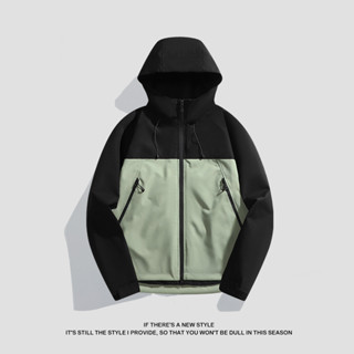 「Elemental Gear」 現貨 男女同款衝鋒衣 耐磨戶外登山服 長袖連帽外套 徒步旅遊防風衣 素色簡約夾克 連帽