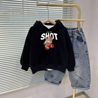 Smile Kids 兒童帽衫 臺灣出貨 2024兒童春秋新款衛衣男女童美式連帽衛衣刷毛冬季上衣潮