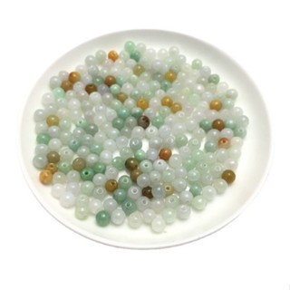 宏雲Hongyun-jf-(10pcs)- 翡翠A貨冰種三彩色散珠玉珠圓珠緬甸珠 玉石配件編織項鍊手鍊