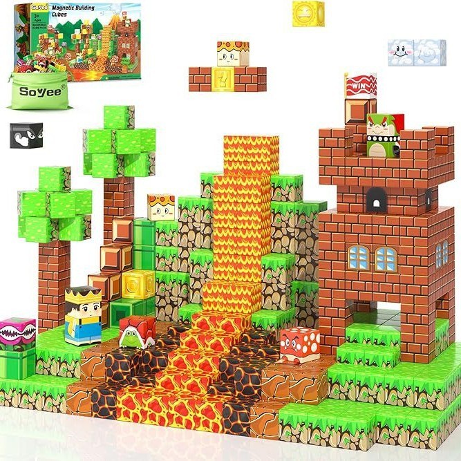 台現出貨【我的世界】拼裝磁力 minecraft 益智積木 磁力方塊 麥塊積木 拼裝積木 磁力城堡聖誕主題 儿童玩具禮物