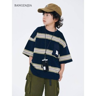 ✨Smile Kids✨兒童短袖 臺灣出貨 童裝2024新款夏季男童短袖T恤寬鬆夏裝兒童上衣條紋打底