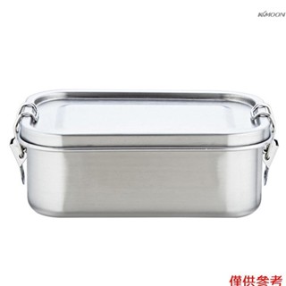 304不鏽鋼分格方形飯盒學生上班族午餐便當盒密封防漏食物儲存盒 800ml