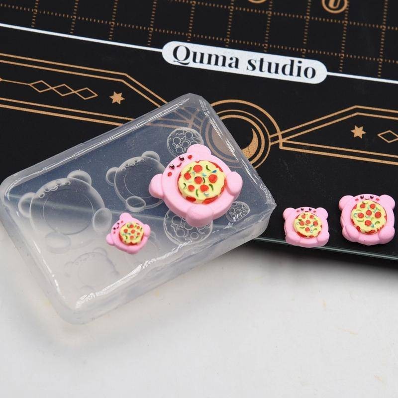 黏土模具DIY模具 手工 滴膠模具 矽膠模 超輕粘土樹脂土卡比微縮披薩餅矽膠模具DIY迷你食玩模擬披薩托模