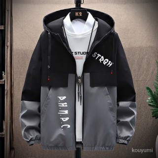 免運✅外套男士春秋潮流韓版工裝夾剋青少年學生風衣服休閒薄款連帽褂子 ZEC3