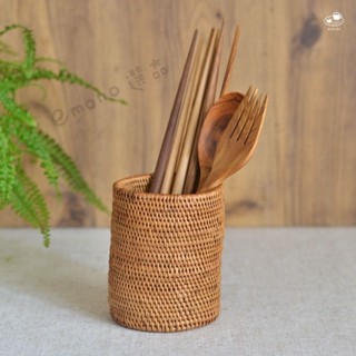 【emono選品】印尼峇裡島製 Ata 手工編織置物籃 高級品 餐具籃 餐具收納筒 收納盒 圓形
