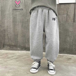 【YAOEENH】80-170CM 春秋兒童字母刺繡束腳棉褲 男女童休閒百搭舒適休閒長褲 現貨 快速出貨