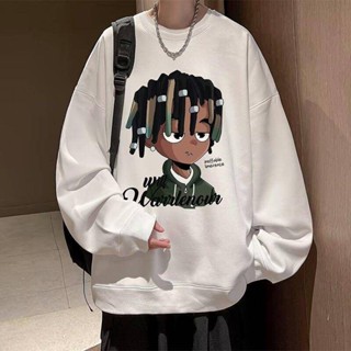 NANS 臺灣現貨 大學T 美式潮牌印花衛衣圓領長袖寬鬆休閒百搭無帽外套上衣