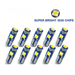 10 件裝 T5 Led 燈泡 3SMD 3030 晶片超亮汽車板儀表板燈汽車儀表板加熱指示燈楔形燈 12V