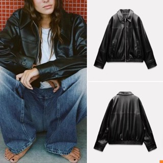 秋季新品 女裝 翻領仿皮飛行員夾克皮衣外套 4341864 800