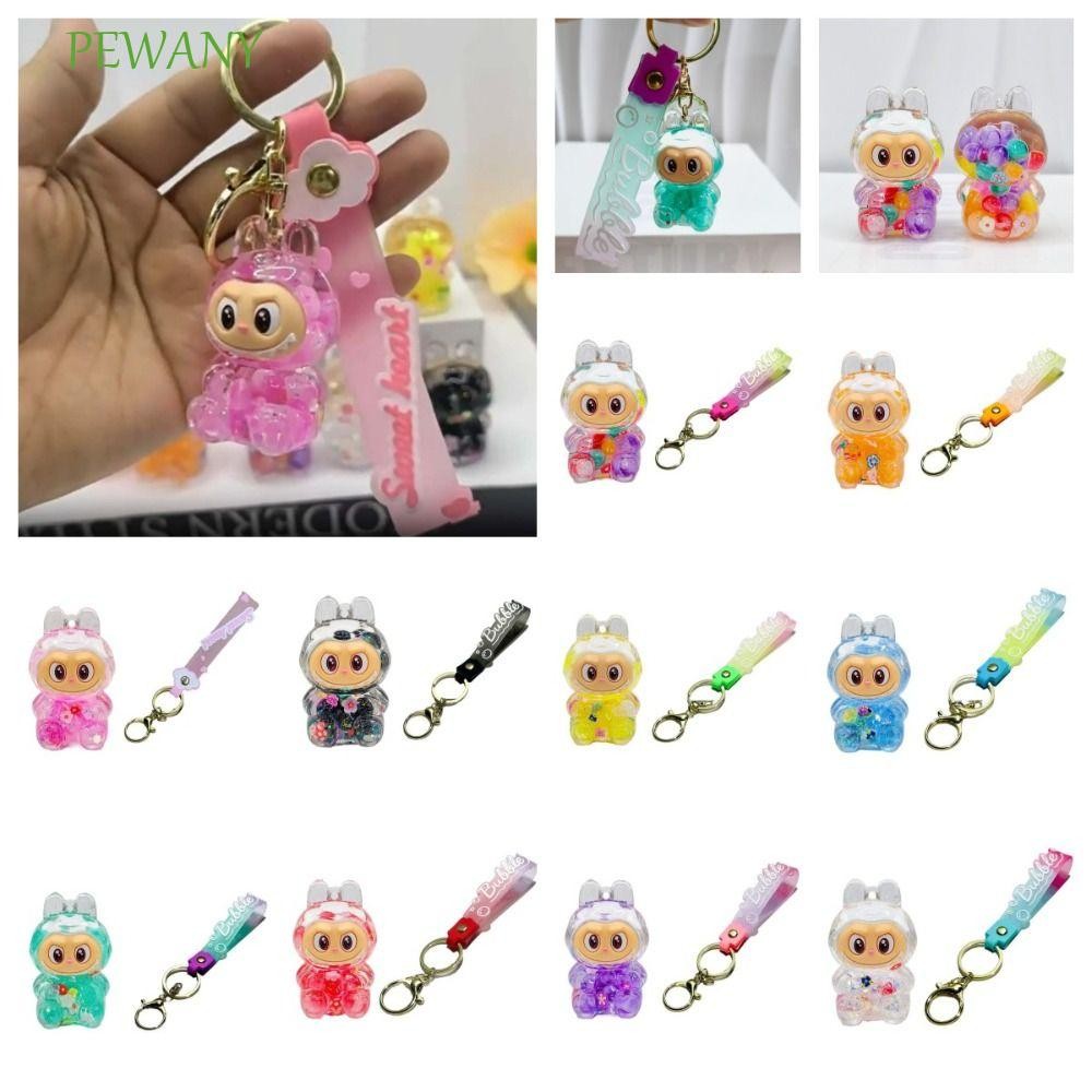 PEWANY花Labubu吊墜,發光夜光糖果色Labubu娃娃,流動透明迷你流沙瓶小飾品男孩