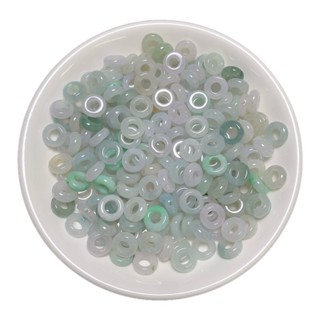 宏雲Hongyun-jf-(10pcs)- 天然緬甸翡翠A貨玉圈冰種三彩小玉環直通孔跑環玉石編織飾品配件