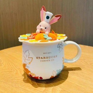 【台灣熱銷】挑戰最低價星巴克杯子楓葉萌兔杯蓋造型陶瓷馬克杯防塵咖啡杯水杯送禮清倉嚴選