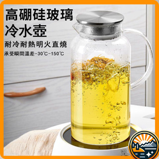 【塔菲喵】兩用壺蓋冷水壺 冰水壺 玻璃水壺 鷹嘴設計 防燙手柄 可明火 耐熱玻璃水壺 大容量水壺 熱水壺 泡茶壺 涼水壺