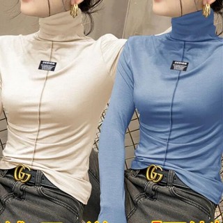 胖胖美依 m-4xl 大碼女裝 中大碼 保暖 加厚 發熱衣 新款德絨半高領打底衫女內搭百搭加絨加厚t卹上衣-1873.